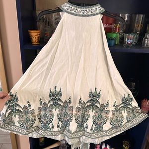 Halter neck linen paisley shirt